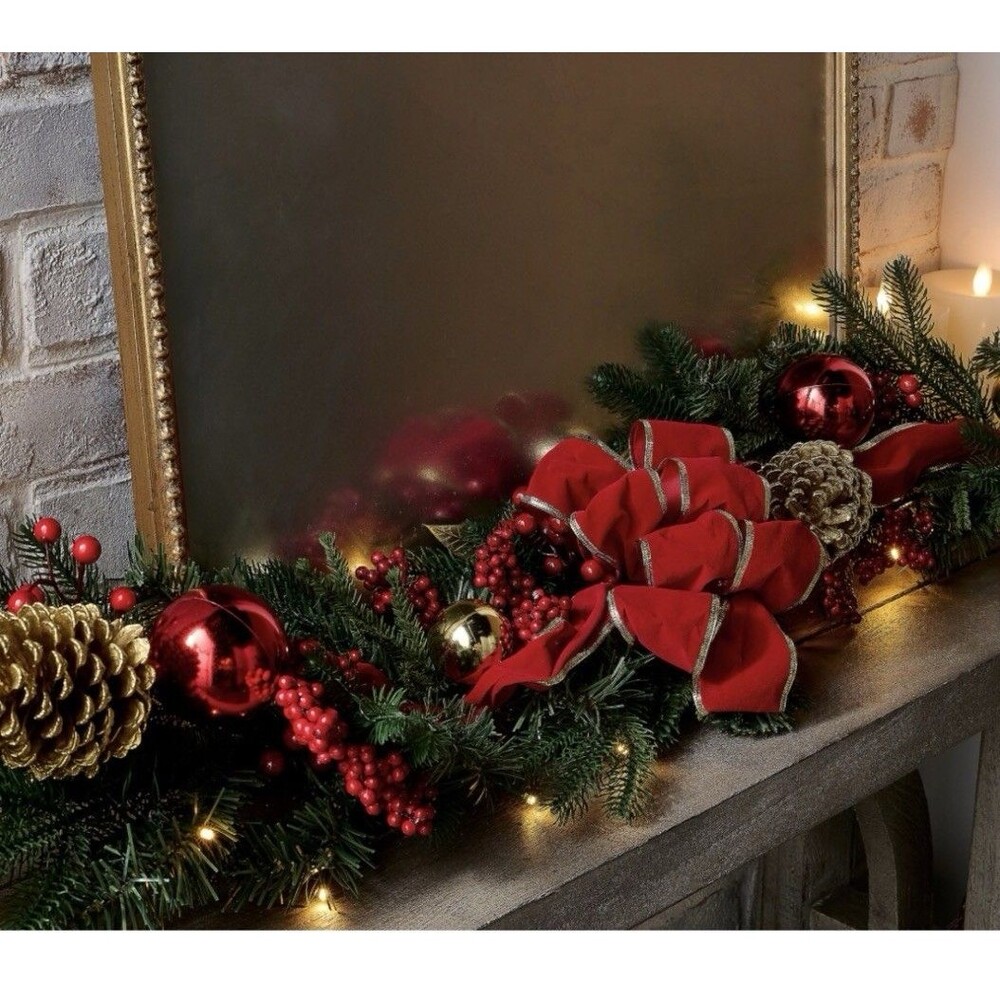 Sandra Lee 6' Classic Christmas Garland with LED Lights